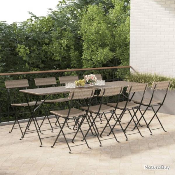 Chaises de bistrot pliantes lot de 8 Gris Rsine tresse acier