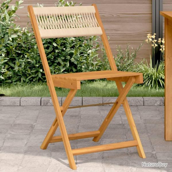 Chaises de bistrot lot de 2 beige bois d'acacia et corde alsavelo