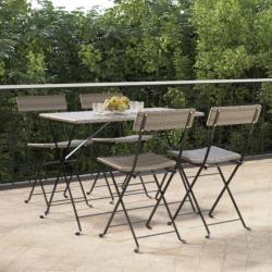 Chaises de bistrot pliantes lot de 4 Gris Résine tressée acier