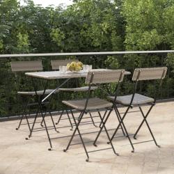 Chaises de bistrot pliantes lot de 4 Gris Résine tressée acier alsavelo
