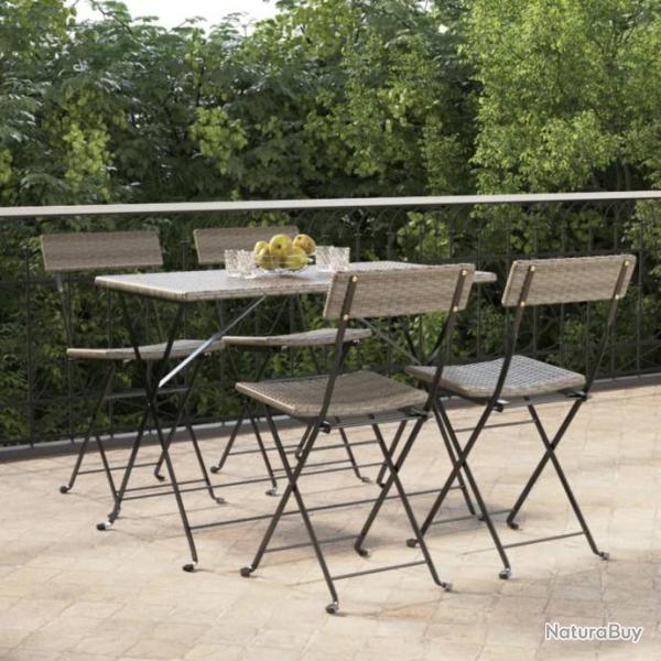 Chaises de bistrot pliantes lot de 4 Gris Rsine tresse acier