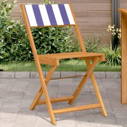 Chaises de bistrot lot de 2 bleu/blanc bois acacia massif tissu alsavelo