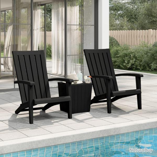 Chaises de jardin Adirondack lot de 2 noir polypropylne alsavelo