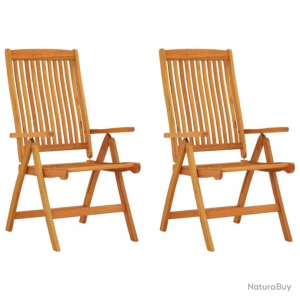 Chaises de jardin pliables lot de 2 Bois d'eucalyptus massif