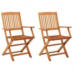 Chaises de jardin pliables lot de 2 Bois d'eucalyptus massif alsavelo