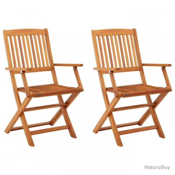 Chaises de jardin pliables lot de 2 Bois d'eucalyptus massif