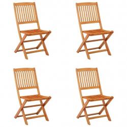 Chaises de jardin pliables lot de 4 Bois d'eucalyptus massif alsavelo