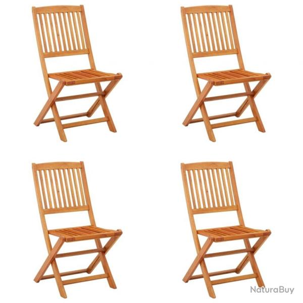 Chaises de jardin pliables lot de 4 Bois d'eucalyptus massif alsavelo