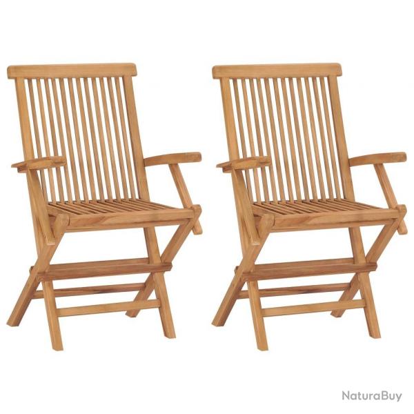 Chaises de jardin pliables lot de 2 Bois de teck massif alsavelo
