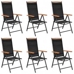 Chaises de jardin pliables lot de 6 Textilène Noir alsavelo