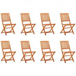 Chaises de jardin pliables lot de 8 Bois d'eucalyptus massif alsavelo