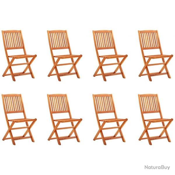 Chaises de jardin pliables lot de 8 Bois d'eucalyptus massif alsavelo