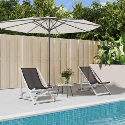 Chaises de plage pliantes lot de 2 gris aluminium et textilène alsavelo
