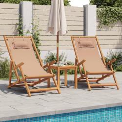 Chaises de plage pliantes lot de 2 taupe tissu et bois massif alsavelo