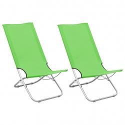 Chaises de plage pliables lot de 2 Vert Tissu alsavelo
