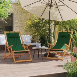 Chaises de plage pliables lot de 2 vert tissu alsavelo