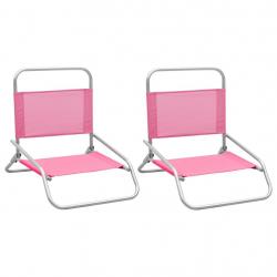 Chaises de plage pliables lot de 2 Rose Tissu alsavelo
