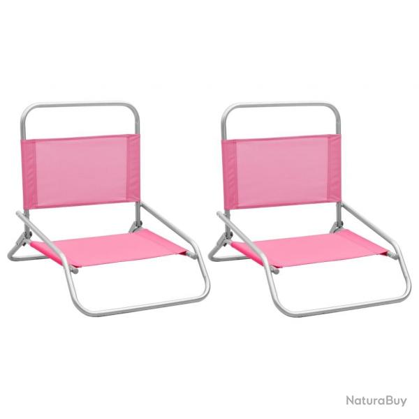 Chaises de plage pliables lot de 2 Rose Tissu alsavelo