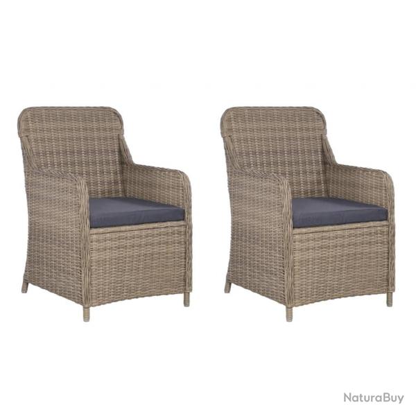Chaises d'extrieur et coussins lot de 2 Rsine tresse Marron alsavelo