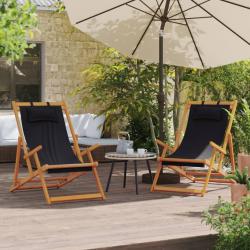 Chaises de plage pliables lot de 2 noir tissu alsavelo