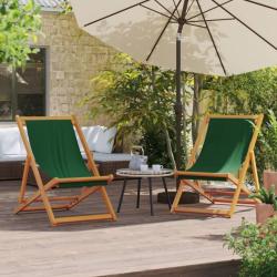 Chaises de plage pliables lot de 2 vert tissu alsavelo