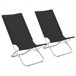Chaises de plage pliables lot de 2 Noir Tissu alsavelo