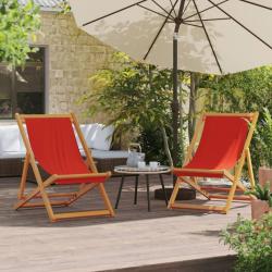 Chaises de plage pliables lot de 2 rouge tissu alsavelo