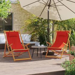 Chaises de plage pliables lot de 2 rouge tissu alsavelo