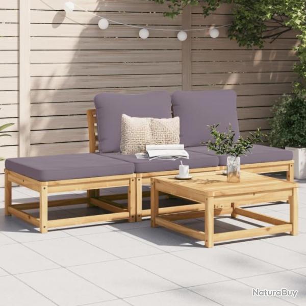 Salon de jardin 4 pcs avec coussins Bois d'acacia solide alsavelo
