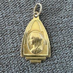 Médaille religieuse ancienne - pendentif or massif 18 carats - Marie - catholique - Chrétien