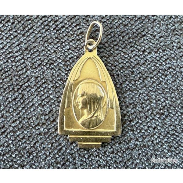 Mdaille religieuse ancienne - pendentif or massif 18 carats - Marie - catholique - Chrtien