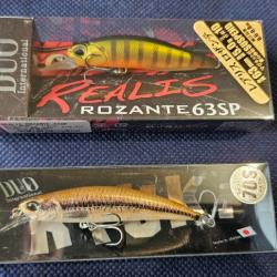 LOT DE 2 LEURRES DUO SPEARHEAD RYUKI 70 S ET ROZANTE 63SP   SPECIAL GROSSE TRUITE