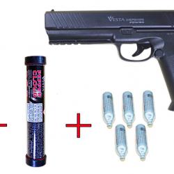 PACK HOMEDEFENSE - Pistolet Vesta Calibre .50 PDW50 + 10 balles Vesta Pepper Cloud + 5 CO2