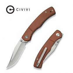 Couteau CIVIVI Clingman Brown Lame Clip Point Acier Nitro-V Manche Micarta IKBS CIVC230653