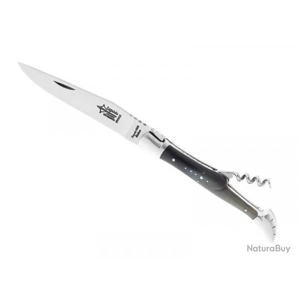 LAGUIOLE G.DAVID 2P CORNE MITRES INOX MAT 12CM CARBONE G.DAVID