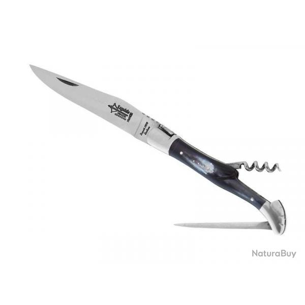 LAGUIOLE G.DAVID 3P CORNE MITRES INOX MAT 12CM CARBONE