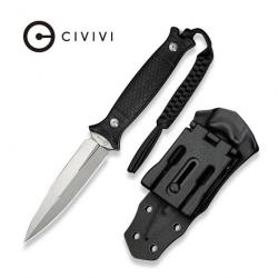 Couteau CIVIVI Perfrico Black Lame Dague Acier 14C28N Manche G-10 Étui Kydex CIVC230261