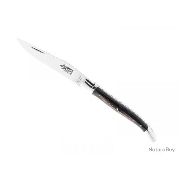 LAGUIOLE G.DAVID FACON CORNE NOIRE MITRES INOX 12CM AVEC CROIX G.DAVID