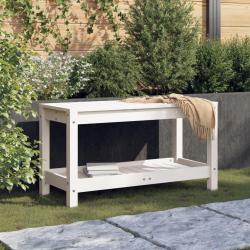 Banc de jardin blanc 82,5x35x45 cm bois massif de pin alsavelo