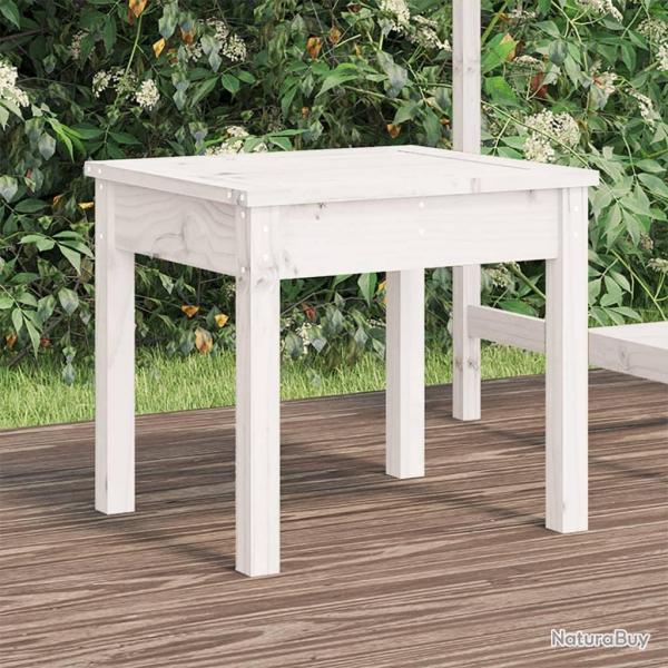 Banc de jardin blanc 50x44x45 cm bois massif de pin alsavelo