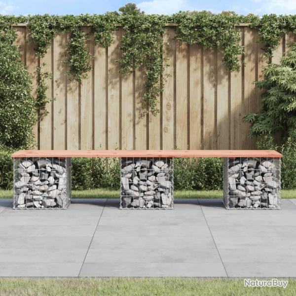 Banc de jardin design gabion 203x44x42cm bois massif de douglas alsavelo