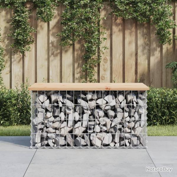 Banc de jardin design de gabion 83x44x42 cm bois massif de pin alsavelo