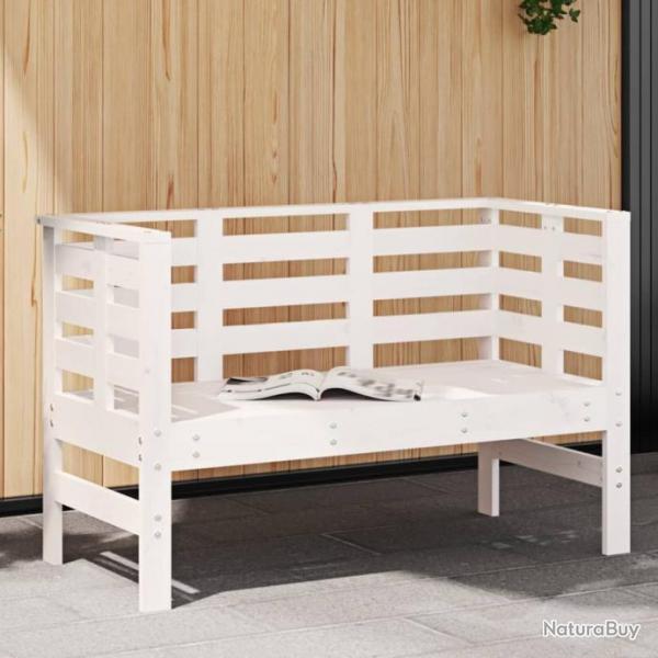 Banc de jardin blanc 111,5x53x71 cm bois massif de pin