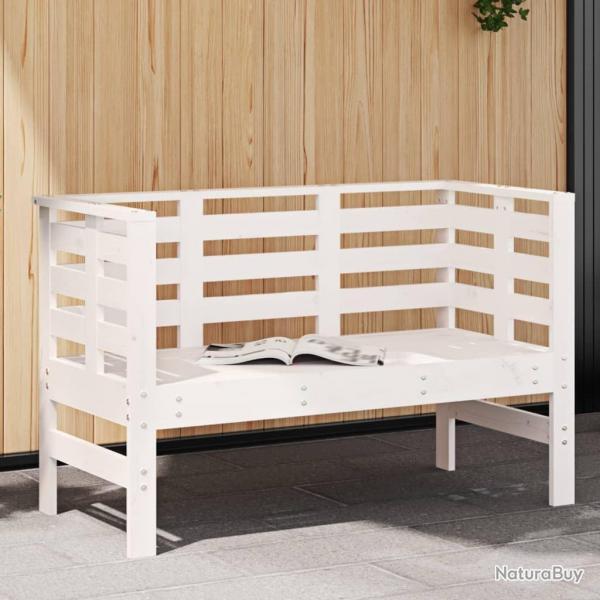 Banc de jardin blanc 111,5x53x71 cm bois massif de pin alsavelo