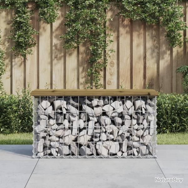 Banc de jardin design gabion 83x31,5x42 cm bois de pin imprgn alsavelo
