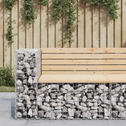 Banc de jardin design gabion 92x71x65,5 cm bois massif de pin alsavelo