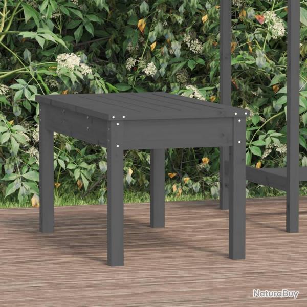 Banc de jardin gris 80x44x45 cm bois massif de pin alsavelo