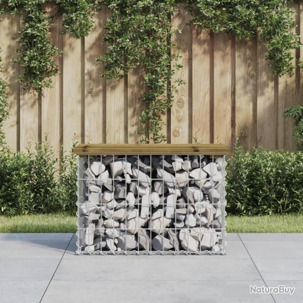 Banc de jardin design gabion 63x31,5x42 cm bois de pin imprgn alsavelo