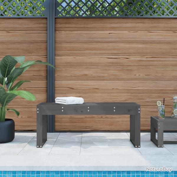 Banc de jardin gris 110x38x45 cm bois massif de pin alsavelo
