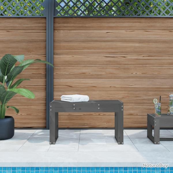 Banc de jardin gris 80x38x45 cm bois massif de pin alsavelo